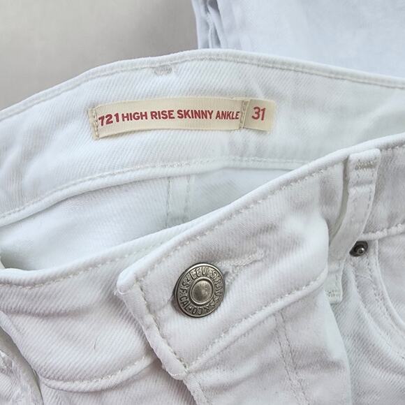 Levi's 501 High Rise Skinny Denim 31 X 27 Raw Hem Distressed Mom Jeans - Picture 8 of 11